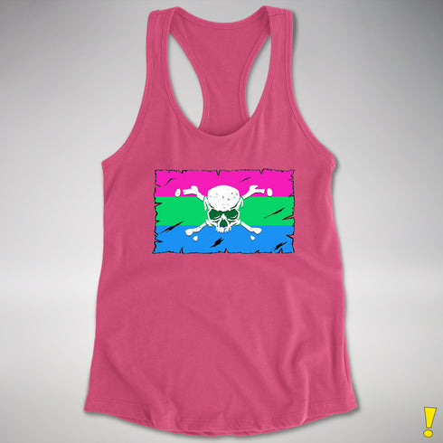 Polysexual Pride Pirate Flag Racerback Tank - Hot Pink